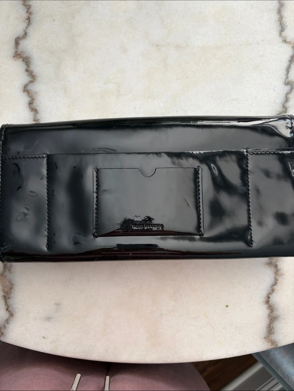 Reed Krakoff Black Patent Leather Clutch with Gold Bar Closure